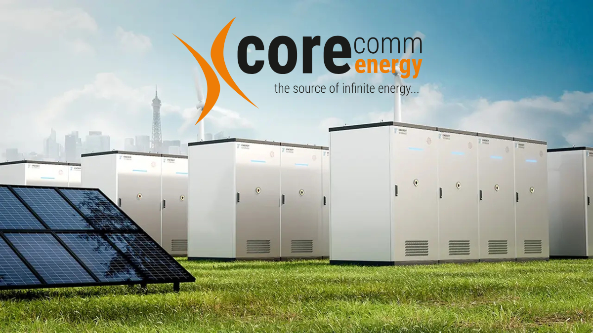 Ipari energiatároló konténer napelemparkkal – CoreComm Energy